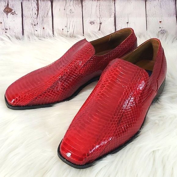 Giorgio Brutini Other - NWOT Giorgio Brutini Chili Pepper Red Genuine Snakeskin Vintage Loafers Mens 10M